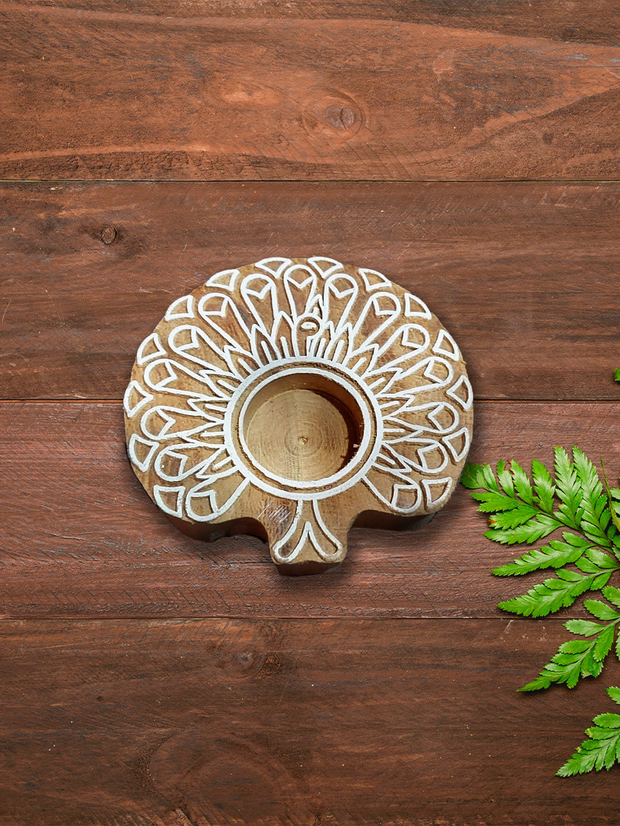 Tree shaped Diya Wood Block Art | Free Shipping in India