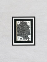 Trees and Birds, Warli Art by Dilip Bahotha