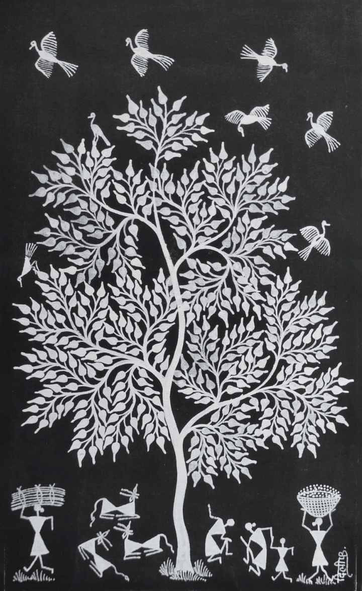 Tribal Life In warli by Dilip Bahotha Thumbnail