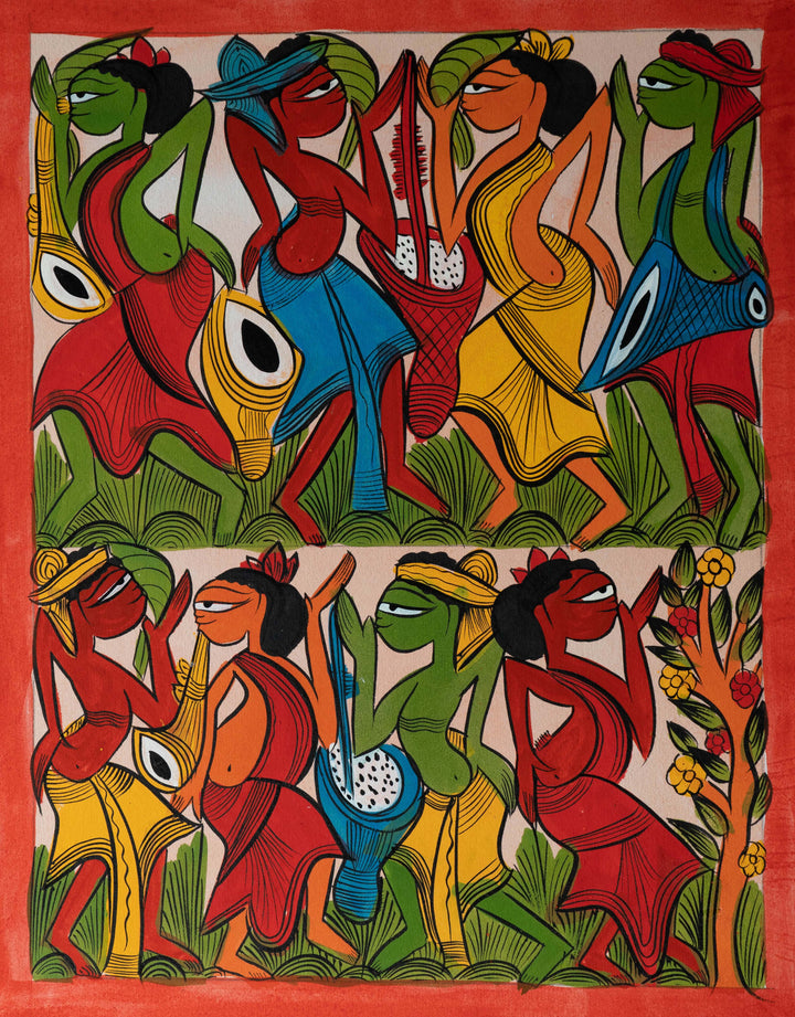 Tribal celebration dance: Santhal-Tribal Pattachitra by Manoranjan Chitrakar Thumbnail