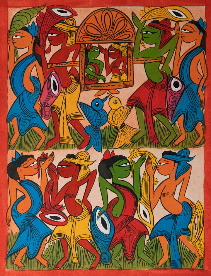 Tribal dance in Santhal-Tribal Pattachitra by Manoranjan Chitrakar Thumbnail