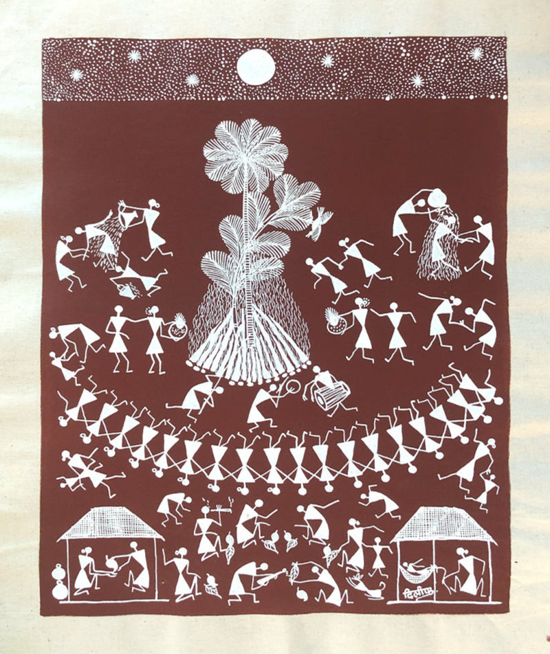 Buy Tribal Celebrations, Warli Art by Dilip Bahotha