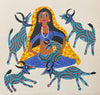 Buy Tribal Woman with Deers, Bhil Art by Geeta Bariya