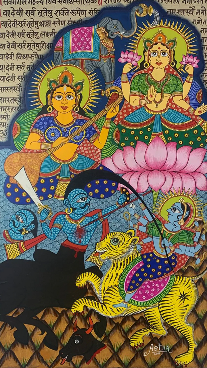 Tridevi Phad Painting by Kalyan Joshi Thumbnail
