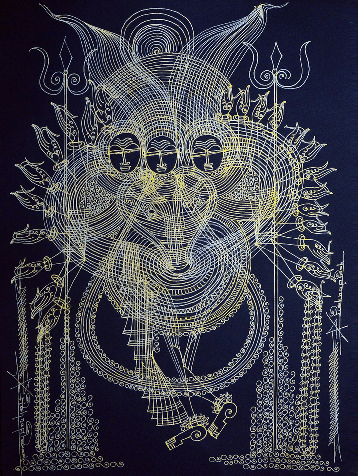 Trimurti in Surpur Inspired Art by Krishna Prakash Thumbnail