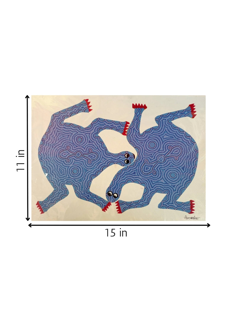 Turtles in Blue Bhil Painting for sale