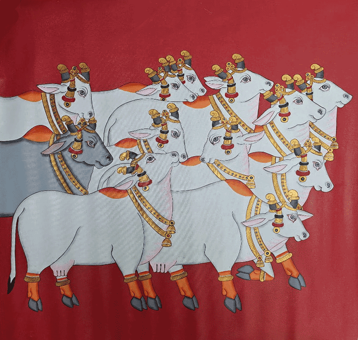 Twelve cows in Pichwai by Shehzaad Ali Sherani Thumbnail