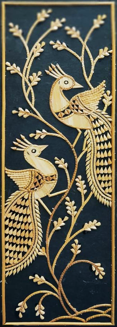 Two Peacocks on Tree Branch in Sikki Grass work by Suraj Kumar Sahu Thumbnail
