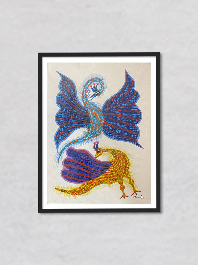 Two dragon in one frame, Bhil Art by Geeta Bariya