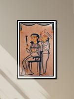 The Barber's Artistry: A Kalighat Painting by Uttam Chitrakar
