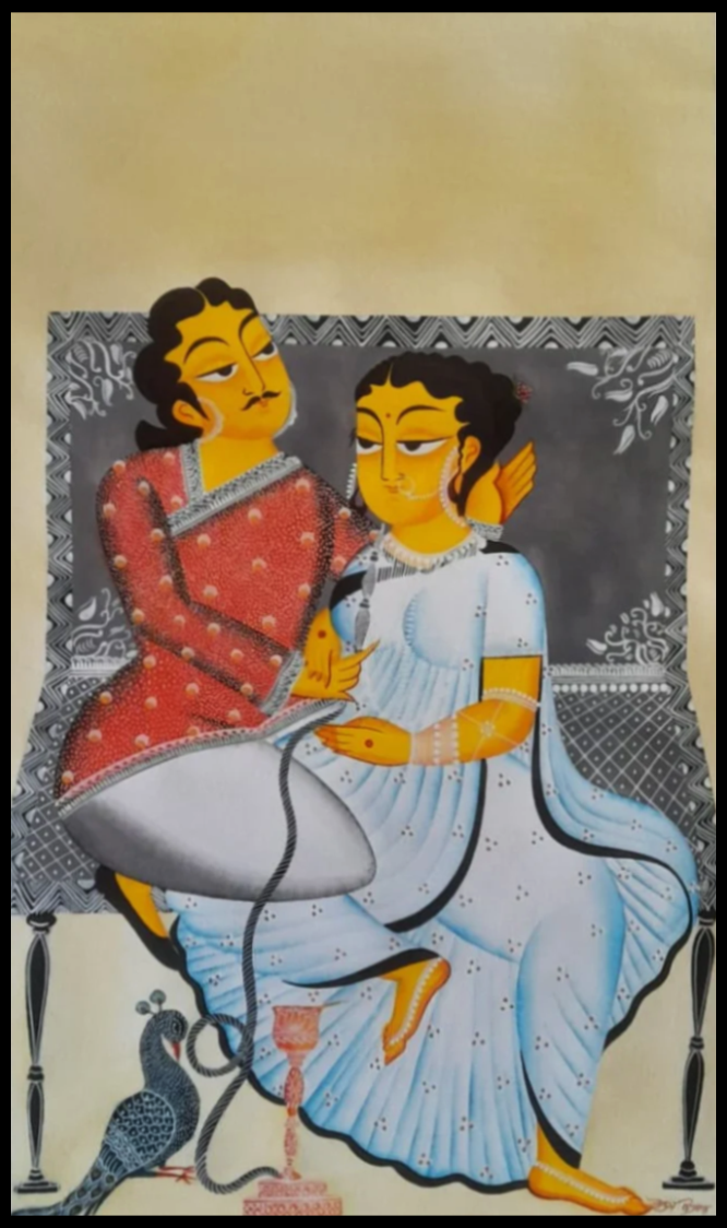 Buy Whispers of Affection: A Kalighat Portrait by Uttam Chitrakar