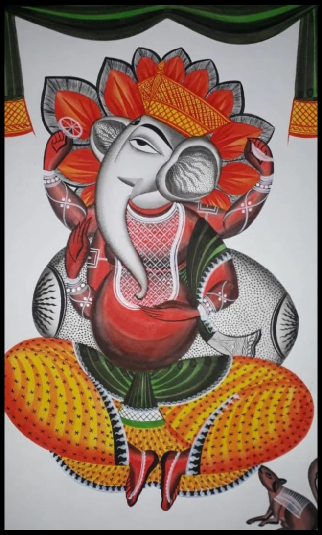Buy Ganesha's Divine Intellect: A Kalighat Masterpiece by Uttam Chitrakar
