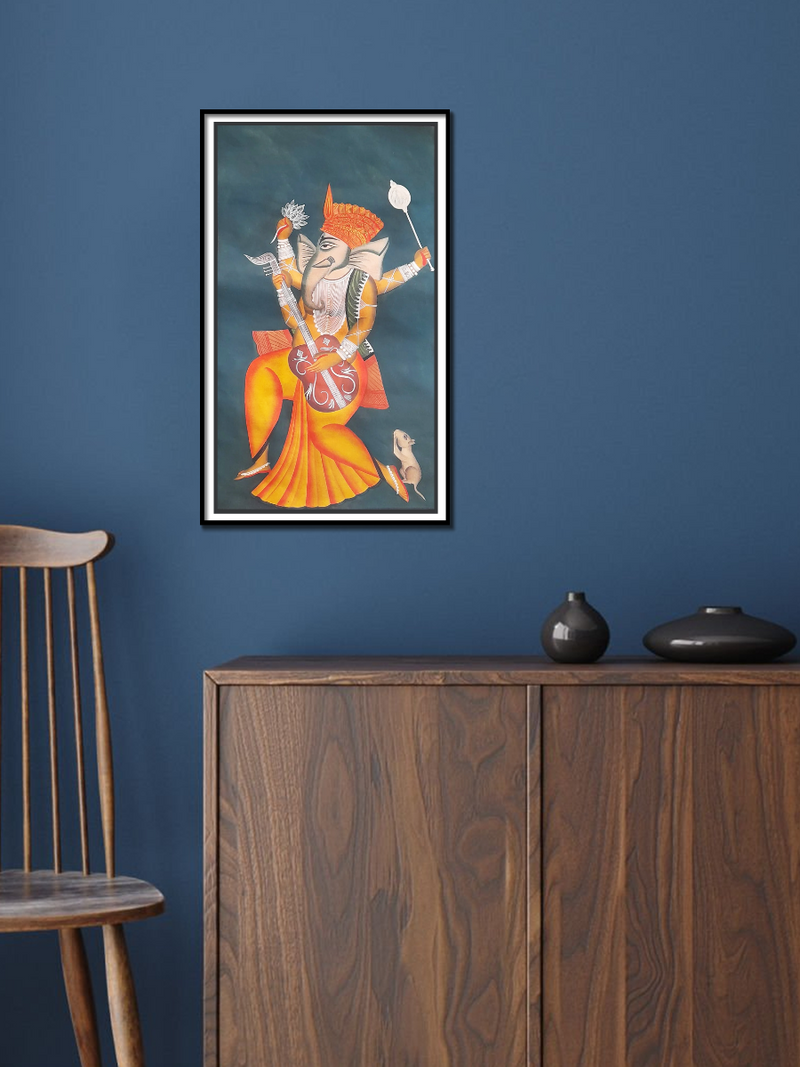 Order Celestial Wisdom: Lord Ganesha in Kalighat Art by Uttam Chitrakar
