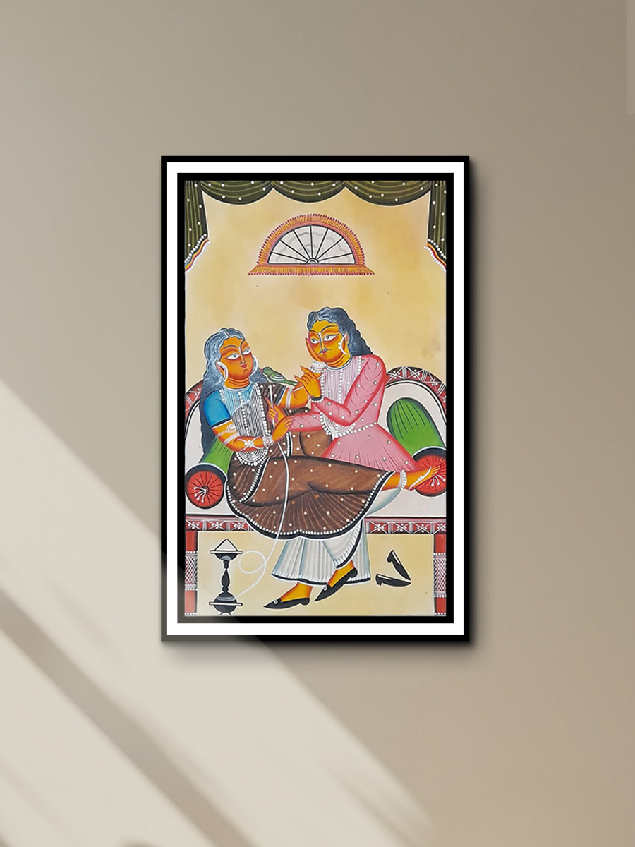 Love's Intimate Embrace: A Kalighat Painting by Uttam Chitrakar
