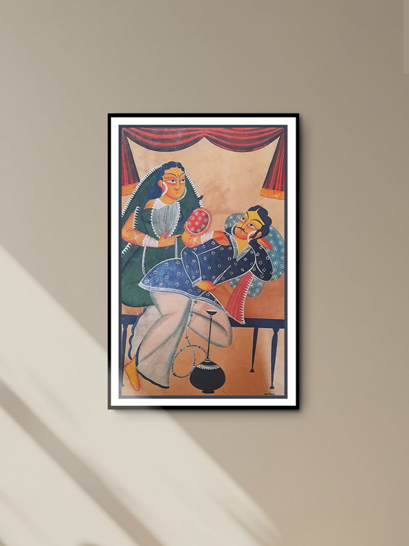 Moments of Togetherness: Kalighat Painting by Uttam Chitraakar
