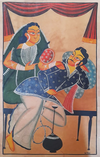 Moments of Togetherness: Kalighat Painting by Uttam Chitraakar