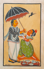 Market Melodies: A Kalighat Painting by Uttam Chitrakar