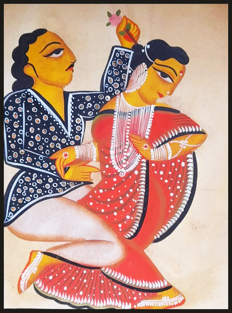 Whispers of Romance: Uttam Chitrakar’s Kalighat Love Tale