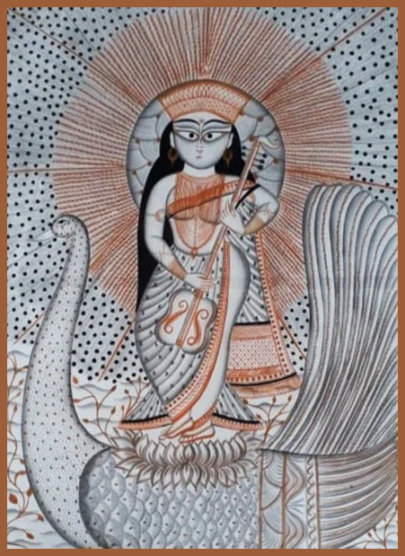 Lotus of Grace: A Kalighat Painting by Uttam Chitrakar