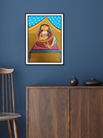 In the Arms of Love: A Kalighat painting by Uttam Chitrakar
