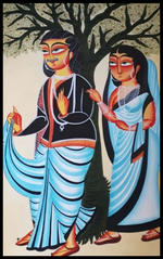 The Symphony of Serenity: A Kalighat Painting by Uttam Chitrakar