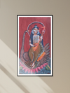 Goddess Saraswati with lotus motifs: Kalighat by Uttam Chitrakar