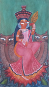 Lakshmi in pink attire: Kalighat by Uttam Chitrakar