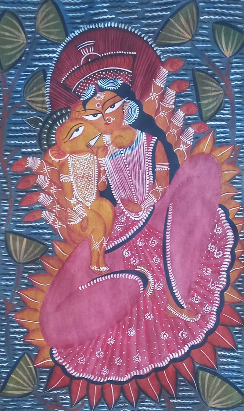 Maa Durga with infant Ganesha in Kalighat by Uttam Chitrakar
