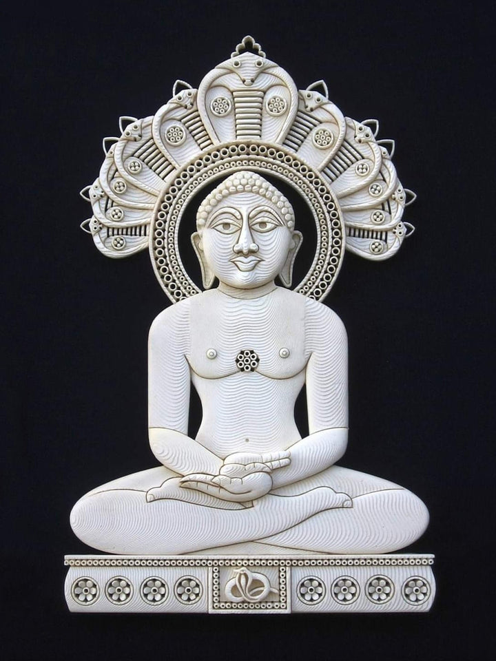 Under the Canopy of the Snake: Lord Parshwnath in Foam Art, Sea foam Art by Harsh Verdhan Chhajed Thumbnail
