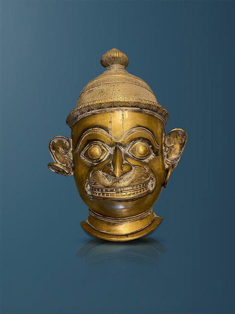 Hanuman Ritual Mask Lord Hanuman Wall Hanging Mask in Brass Online for Sale