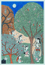 Journey of the Soul: Madhubani Tapestry by Vibhuti Nath