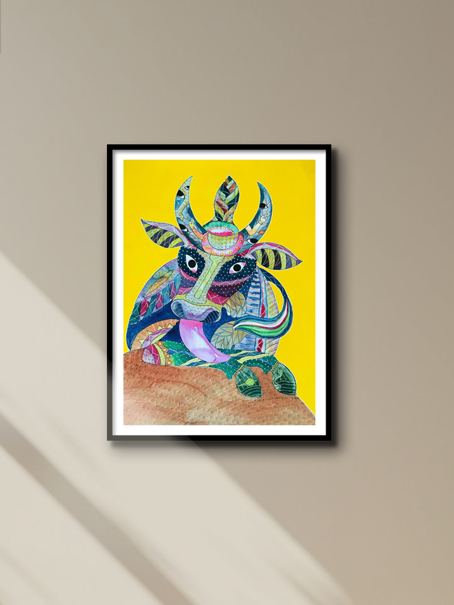 Lord Shiva's Devotee: Gond painting by Venkat Shyam for sale