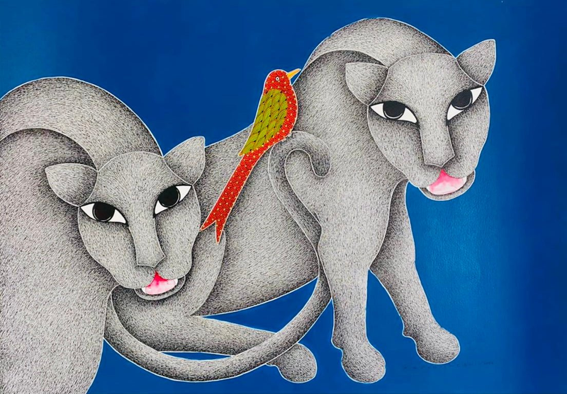 Shop Prey of the Wild:Gond Painting by Venkat Shyam