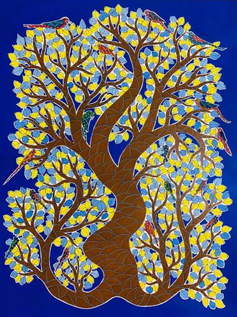 Order Blooming Peepal Tree:Gond Painting by Venkat Shyam