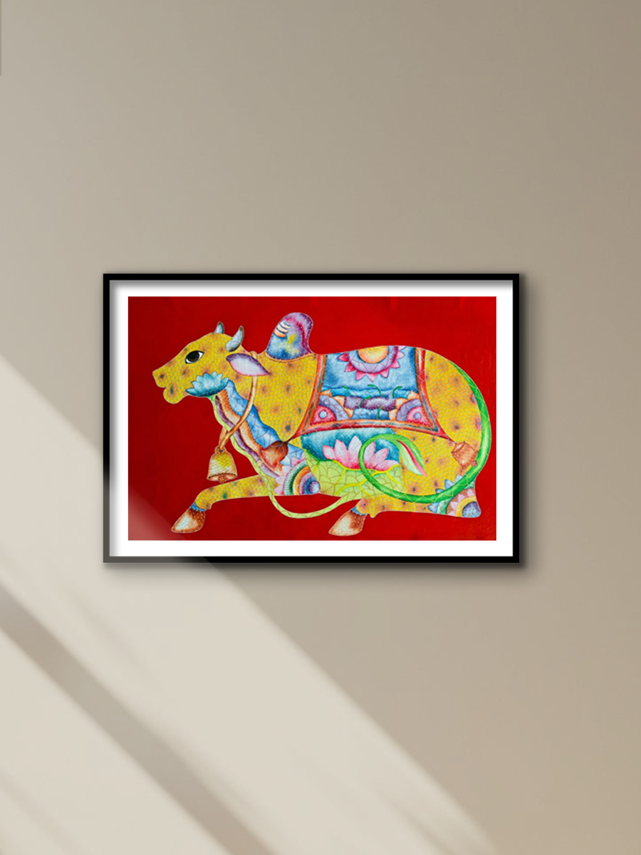 Radiance of Nandi:Gond Painting by Venkat Shyam for sale