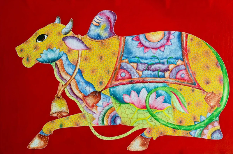 Buy Radiance of Nandi:Gond Painting by Venkat Shyam