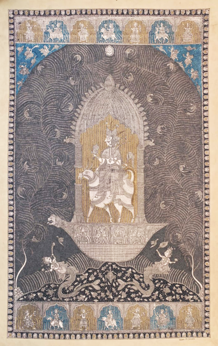 Vahanvati Mata Under Tree Of Life Mata Ni Pachedi By Vasant Manubhai Chitara For Home Decor Thumbnail
