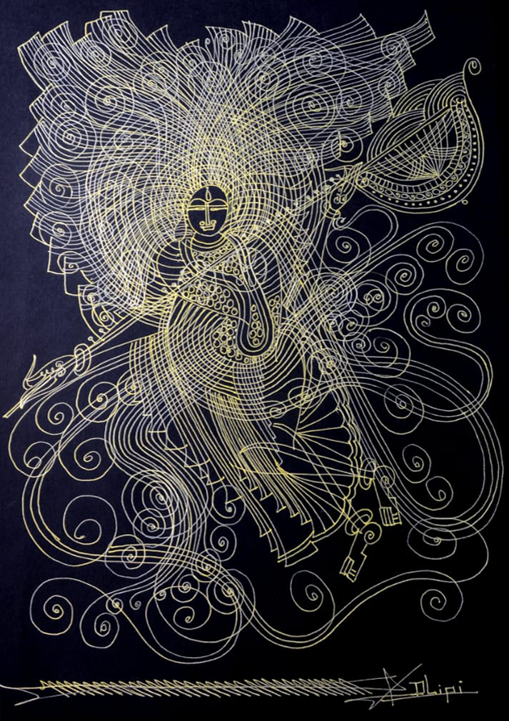 Veena Saraswati in Surpur Inspired Art by Krishna Prakash Thumbnail
