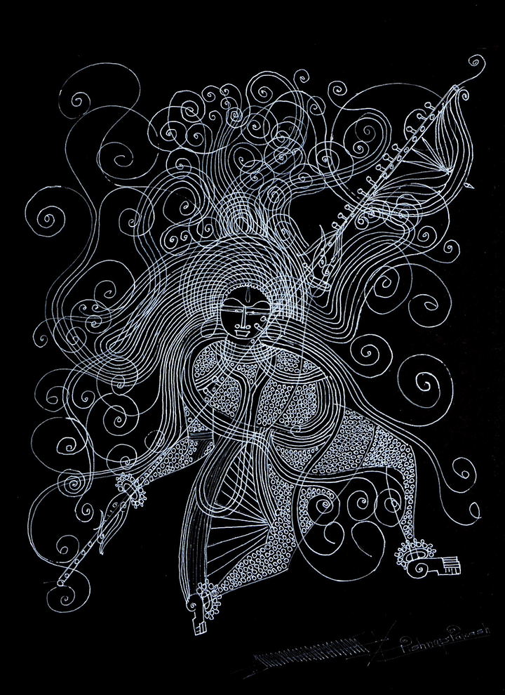 Veena Saraswati in Surpur Inspired Art by Krishna Prakash Thumbnail