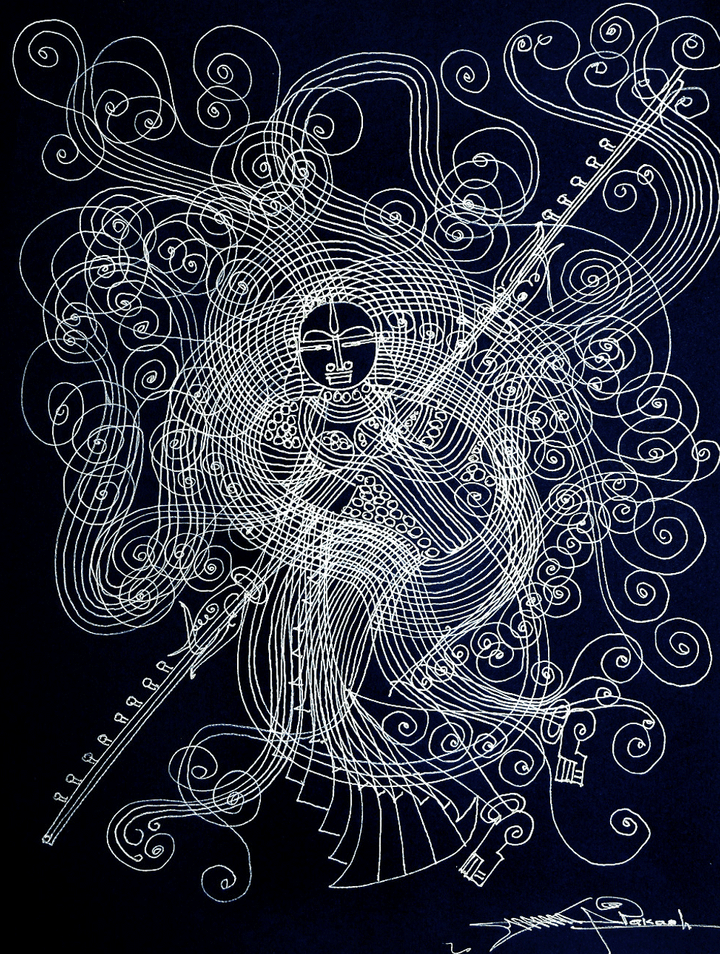 Veena Sarswati in Surpur Inspired Art by Krishna Prakash Thumbnail