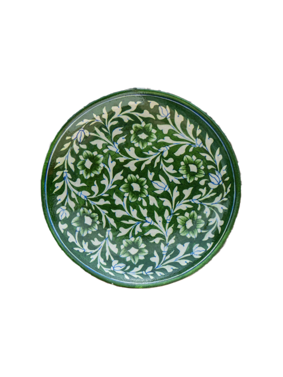 Handmade Green  Pottery Wall Plate For Sale  