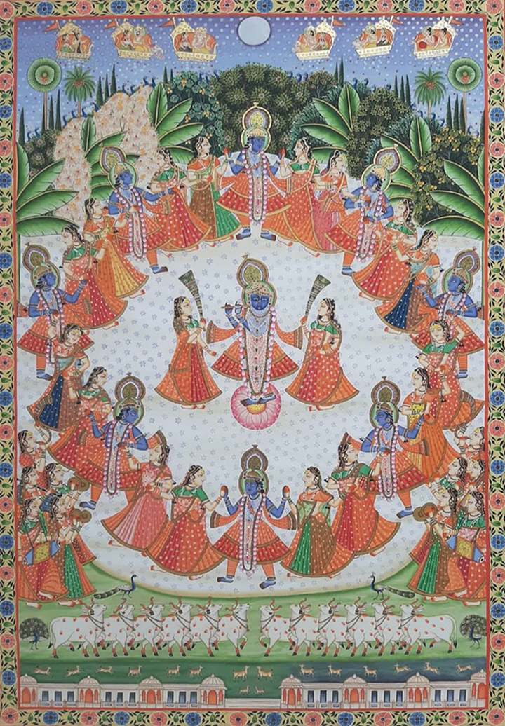 Vibrant Dance of Krishna: Pichwai painting by Jayesh Sharma Thumbnail