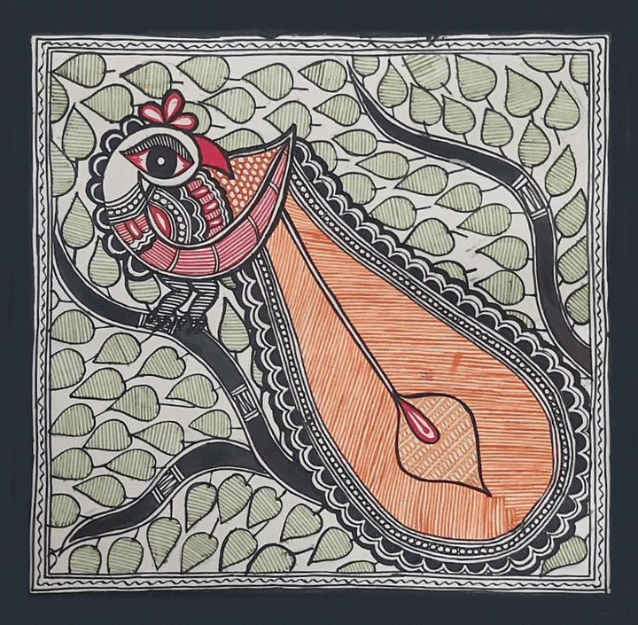 Vibrant Peacock in Madhubani by Priti Karn Thumbnail