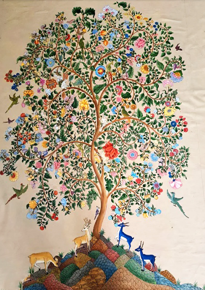 Vibrant Tapestry of Trees: Kalamkari Painting by Sudheer Thumbnail