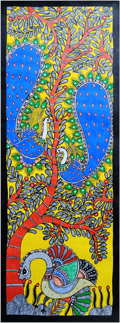 Vibrant tree with birds around: Madhubani by Vibhuti Nath Thumbnail