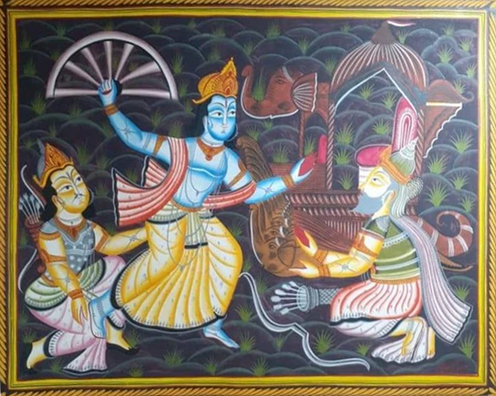Victory Chronicles of the Mahabharata: Bengal Pattachitra Painting by Manoranjan Chitrakar Thumbnail