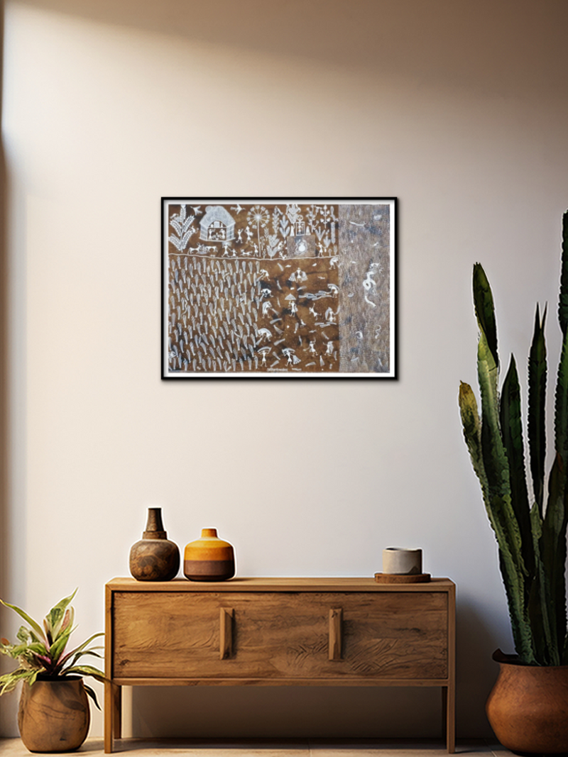 Village Life : Warli painting by Anil Wangad