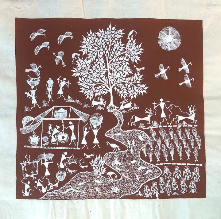Village Life, Warli Art by Dilip Bahotha Thumbnail