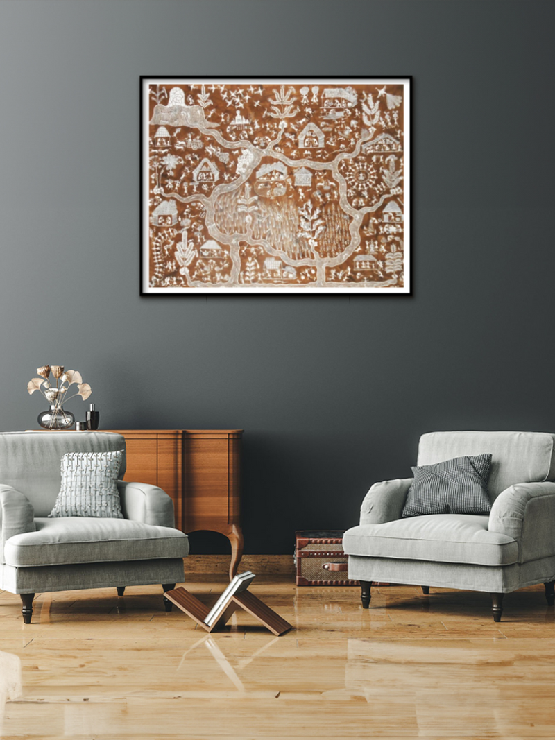 Village Life: Warli painting by Anil Wangad