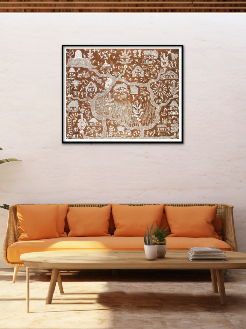Village Life: Warli painting by Anil Wangad